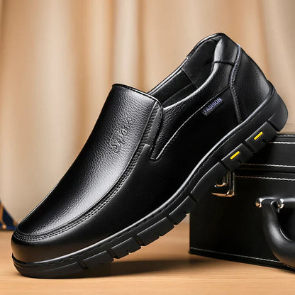 Zapatos de vestir sin cordones de cuero genuino